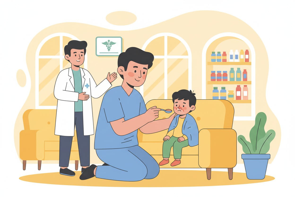 Ilustrasi cara mengatasi batuk pilek pada anak dengan aman - panduan lengkap untuk orang tua dari apoteker Acehat.id