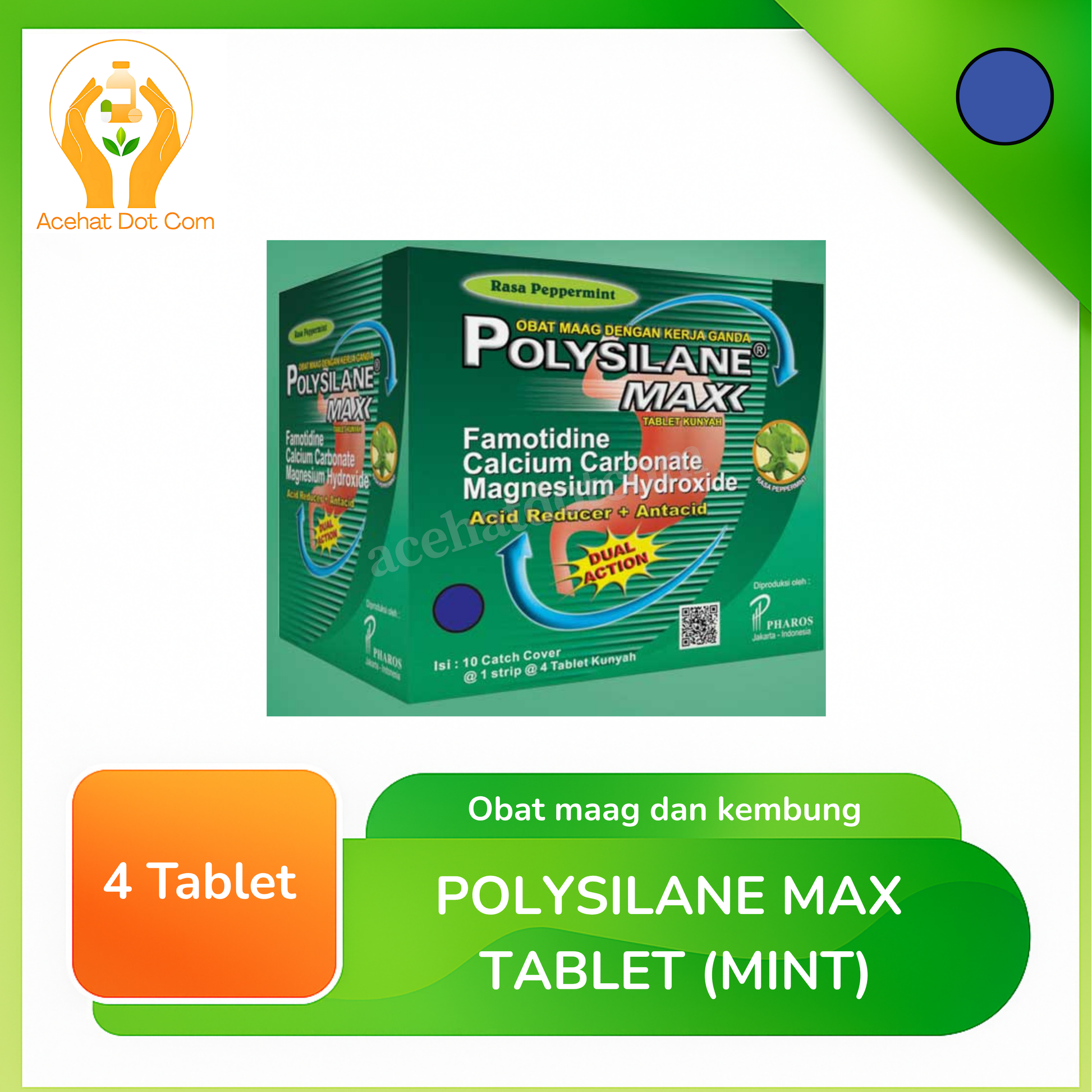 POLYSILANE MAX TAB (MINT) 10 strip @4 tab kunyah