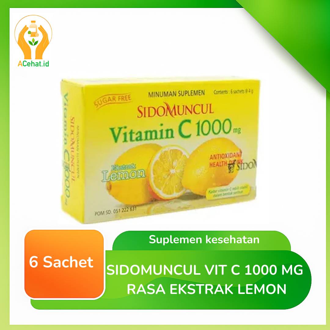SIDOMUNCUL VITAMIN C 1000 MG RASA EKSTRAK LEMON ISI 6 SACHET