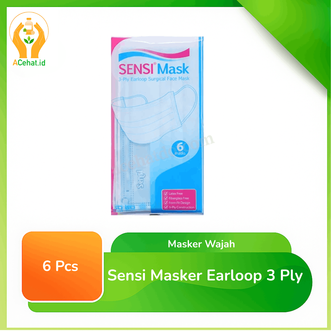 Sensi Masker Earloop 3 Ply 6 Pcs