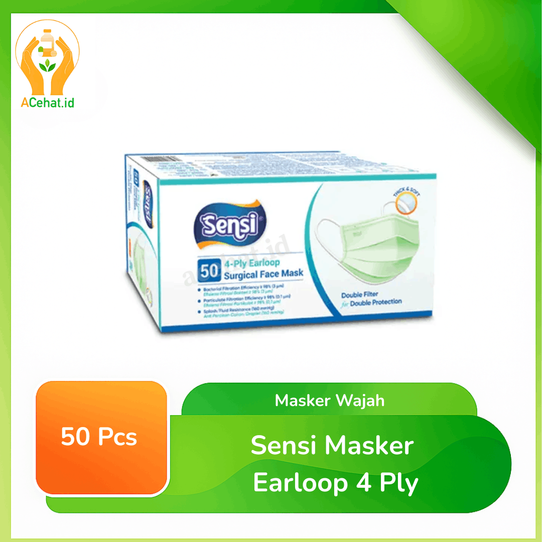 Sensi Masker Earloop 4 Ply 50 Pieces